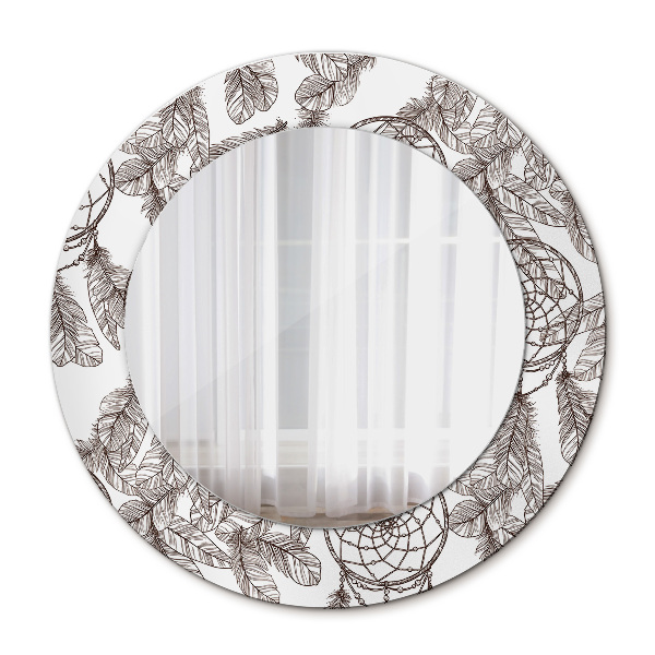 Espelho decorativo redondo Penas de apanhador de sonhos