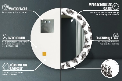 Espelho redondo decorativo penas