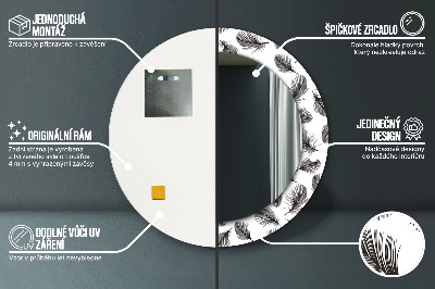 Espelho redondo decorativo penas