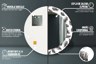 Espelho redondo decorativo penas