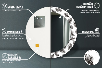 Espelho redondo decorativo penas