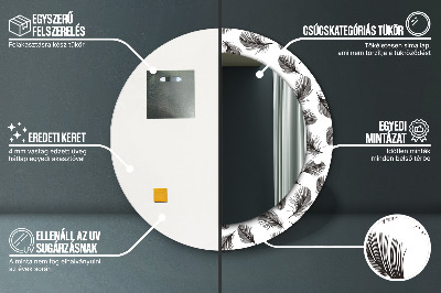 Espelho redondo decorativo penas