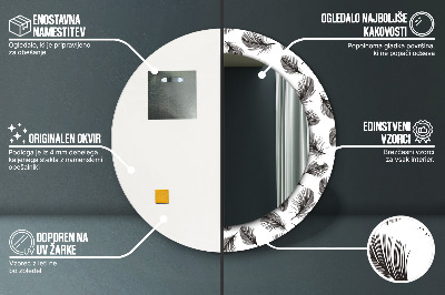 Espelho redondo decorativo penas