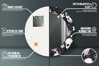 Espelho redondo decorativo Flores de caveira