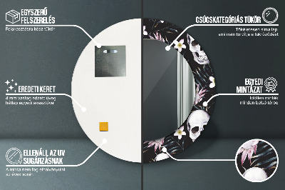 Espelho redondo decorativo Flores de caveira