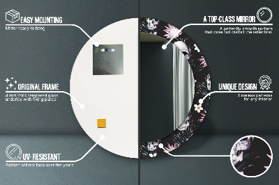 Espelho redondo decorativo Flores de caveira