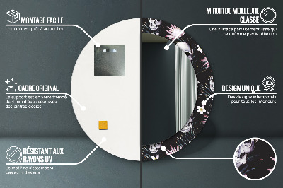 Espelho redondo decorativo Flores de caveira