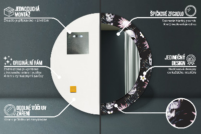 Espelho redondo decorativo Flores de caveira