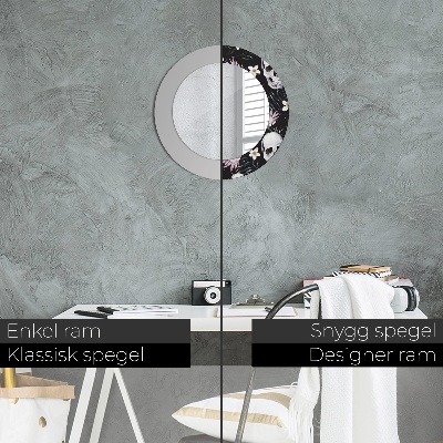 Espelho redondo decorativo Flores de caveira