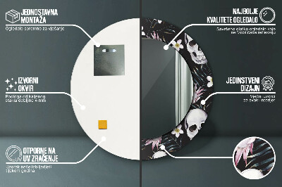 Espelho redondo decorativo Flores de caveira