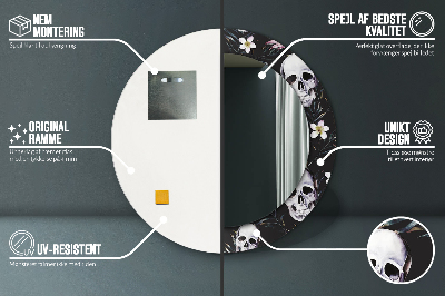 Espelho redondo decorativo Flores de caveira