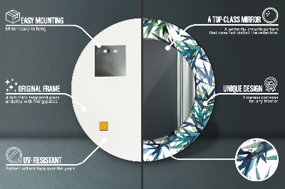 Espelho decorativo redondo Palmeiras azuis