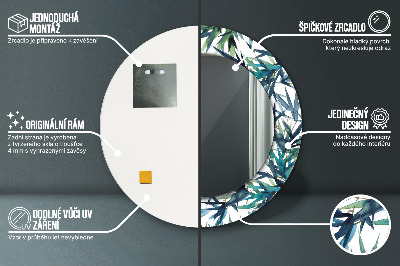 Espelho decorativo redondo Palmeiras azuis