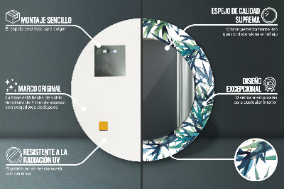 Espelho decorativo redondo Palmeiras azuis