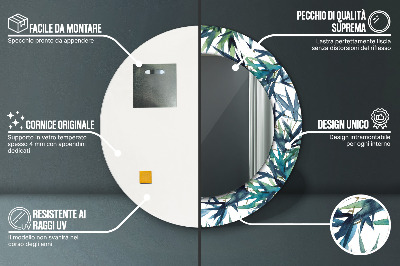 Espelho decorativo redondo Palmeiras azuis