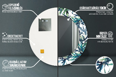 Espelho decorativo redondo Palmeiras azuis