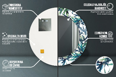 Espelho decorativo redondo Palmeiras azuis