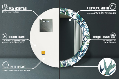 Espelho decorativo redondo Palmeiras azuis