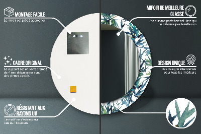 Espelho decorativo redondo Palmeiras azuis