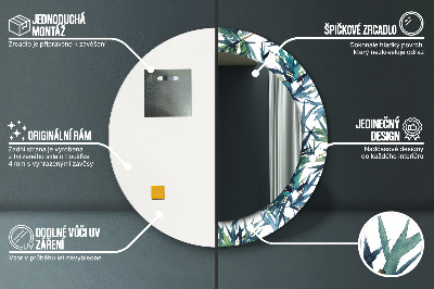 Espelho decorativo redondo Palmeiras azuis