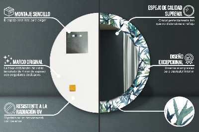 Espelho decorativo redondo Palmeiras azuis