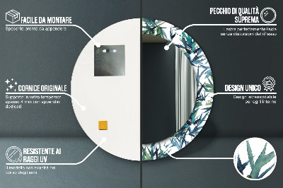 Espelho decorativo redondo Palmeiras azuis