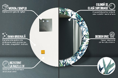 Espelho decorativo redondo Palmeiras azuis