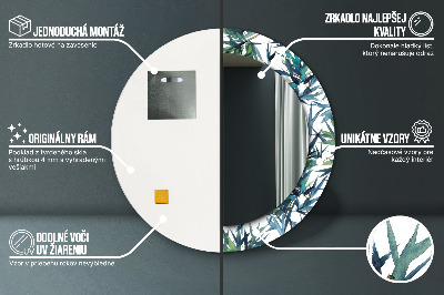 Espelho decorativo redondo Palmeiras azuis