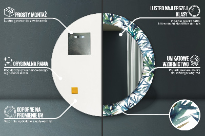 Espelho decorativo redondo Palmeiras azuis