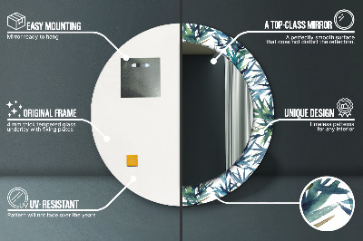 Espelho decorativo redondo Palmeiras azuis