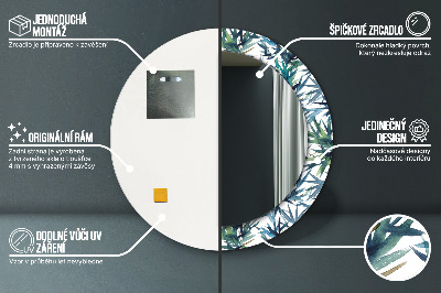 Espelho decorativo redondo Palmeiras azuis