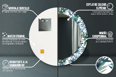 Espelho decorativo redondo Palmeiras azuis