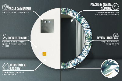 Espelho decorativo redondo Palmeiras azuis