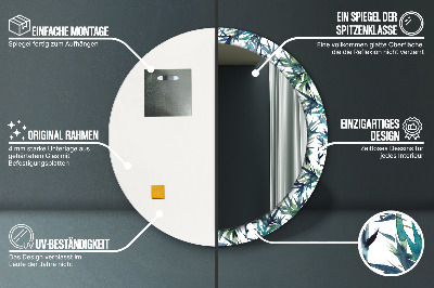 Espelho decorativo redondo Palmeiras azuis