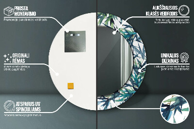 Espelho decorativo redondo Palmeiras azuis