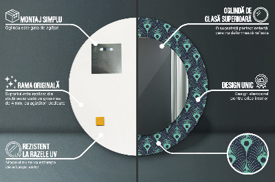 Espelho redondo decorativo Padrão floral