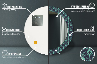 Espelho redondo decorativo Padrão floral