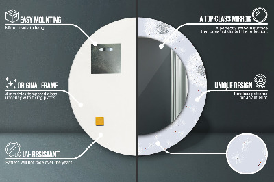 Espelho redondo decorativo Flores de dente-de-leão