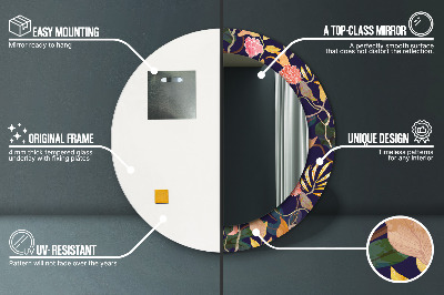 Espelho decorativo redondo Plantas em aquarela