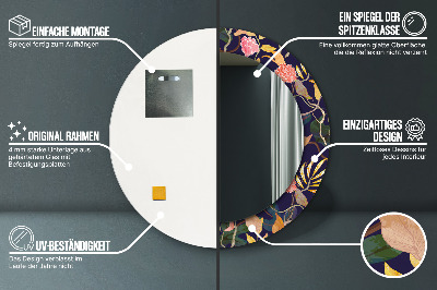 Espelho decorativo redondo Plantas em aquarela