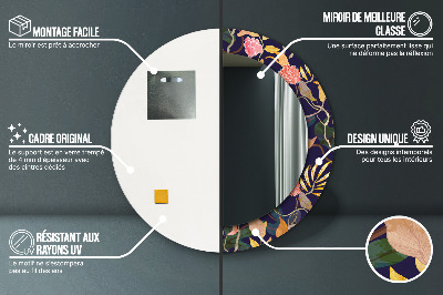 Espelho decorativo redondo Plantas em aquarela