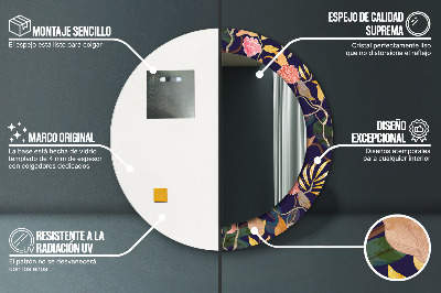 Espelho decorativo redondo Plantas em aquarela