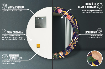 Espelho decorativo redondo Plantas em aquarela