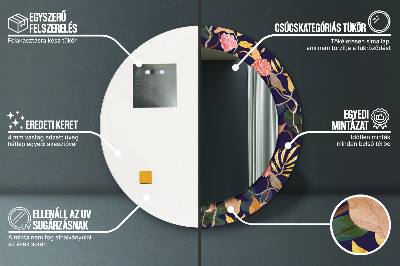 Espelho decorativo redondo Plantas em aquarela