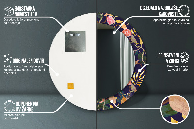 Espelho decorativo redondo Plantas em aquarela