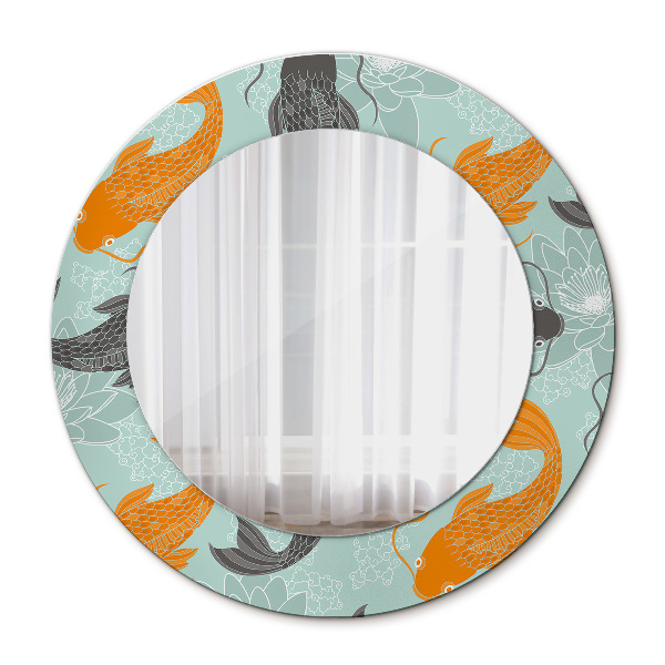 Espelho redondo decorativo carpa chinesa