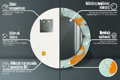 Espelho redondo decorativo carpa chinesa