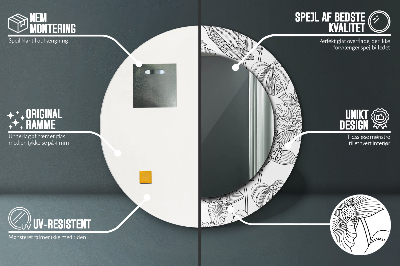 Espelho decorativo redondo Padrão floral