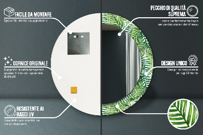 Espelho redondo decorativo Palmeira tropical