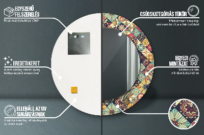 Espelho decorativo redondo Floral étnico